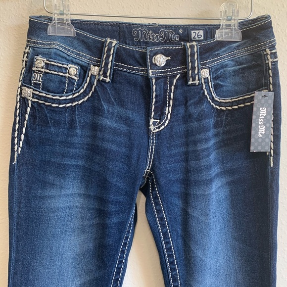 Miss Me | Signature Boot White Stitch Jeans - Picture 2 of 5